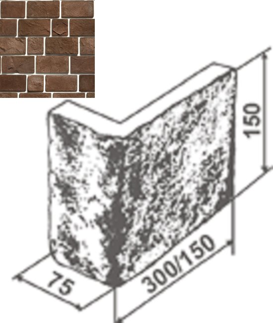 Искусственный камень Валетта угол 152 15х7,5х15