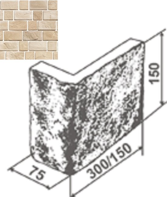 Искусственный камень Валетта угол 150 15х7,5х15