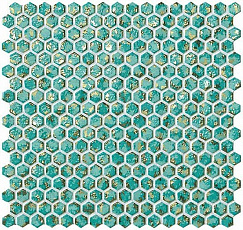 Dwell Hexagon Turquoise Gold 30x30