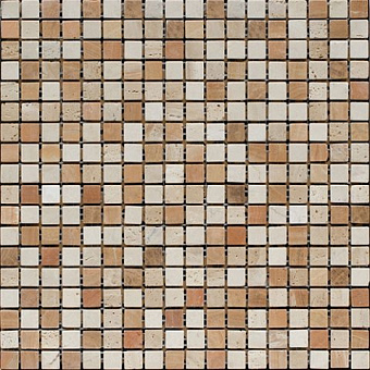 Мозаика 1,5х1,5, Travertine/Cream Marfil/Wood-Grain Yell сетка 30,5х30,5х7