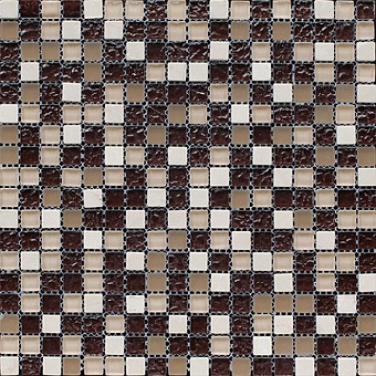 Мозаика 1,5х1,5, Cream marfil/choco-beige glass сетка 30,5х30,5х8