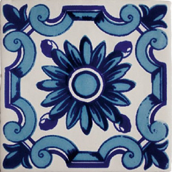 Antic Decor Flor Azul Blanco 13х13