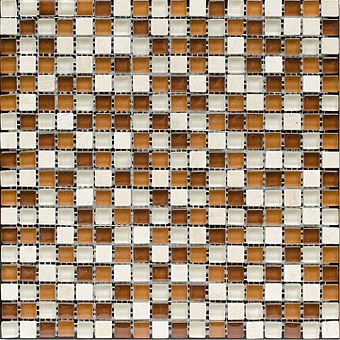 Мозаика 1,5х1,5, Brown/beige mix сетка 30,5х30,5х8