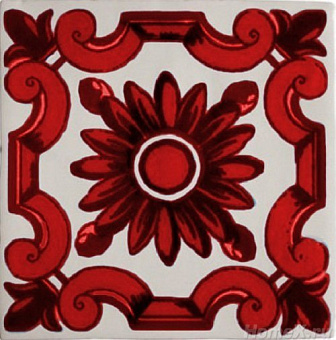 Antic Decor Flor Roja Blanco 13х13