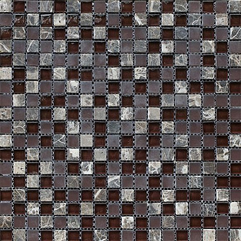 Мозаика 1,5х1,5, Dark imperador/chocolate glass сетка 30,5х30,5х8