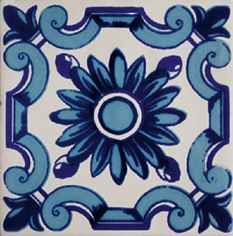 Provenza Decor Flor Azul Blanco 10х10