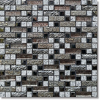 Мозаика 1,5х1,5, Silver brick mix сетка 30,5х30,5х8