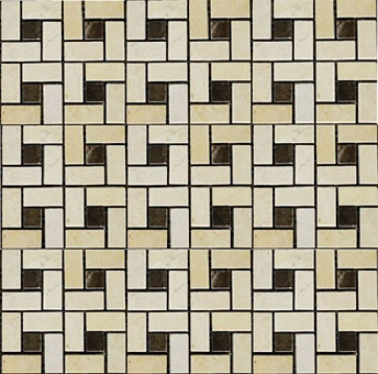 Мозаика 3х1,5/1,5х1,5, Dark Imperador/Cream Marfil сетка 30,5х30,5х7